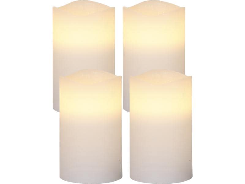 Star Trading LED-Kerzen Set Pillar May Ø 7.5 x 12.5 cm, Wei Kerzen aus Echtwachs mit LED Leuchte