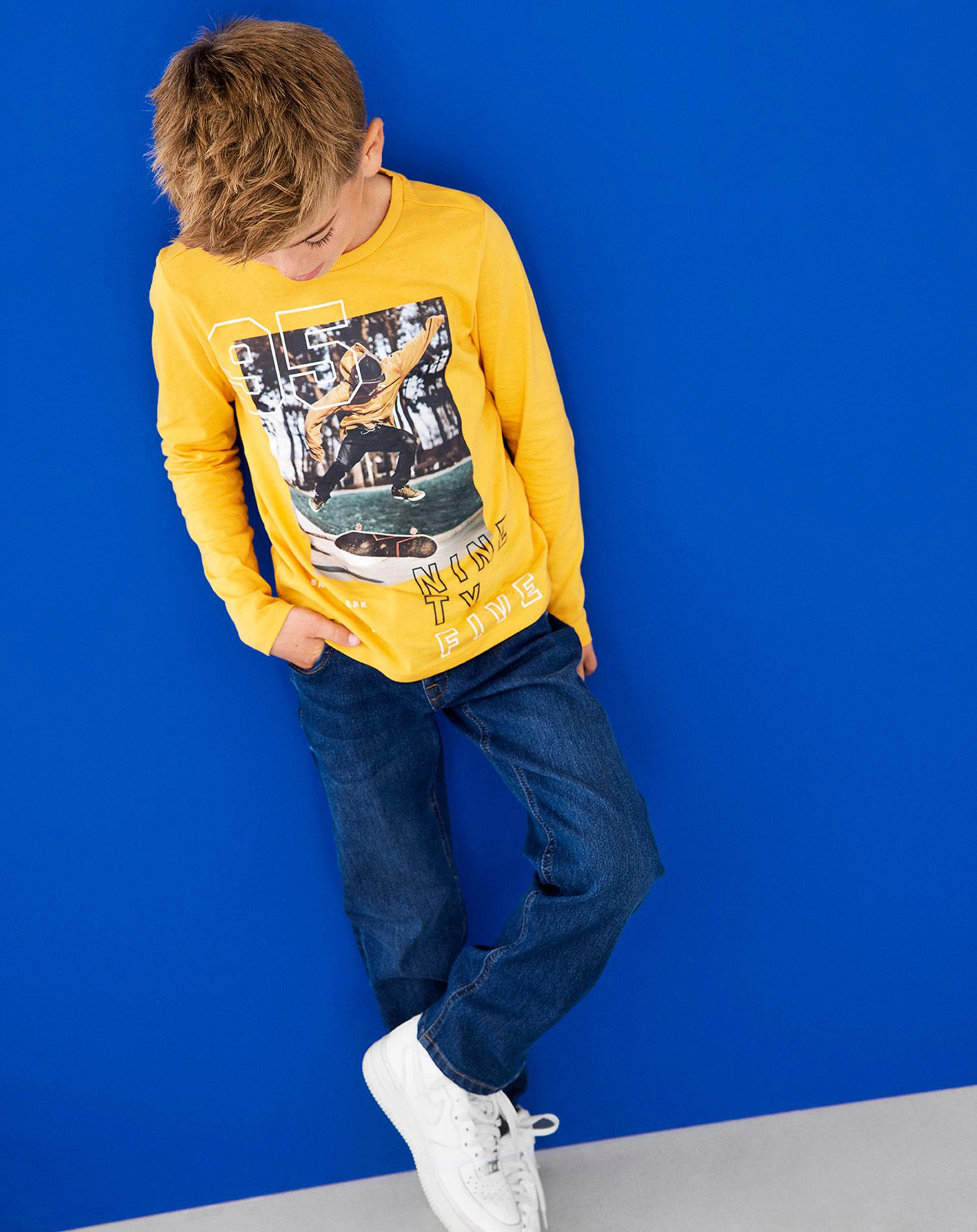 Langarmshirt NKMLUES NINE TY FIVE in golden apricot