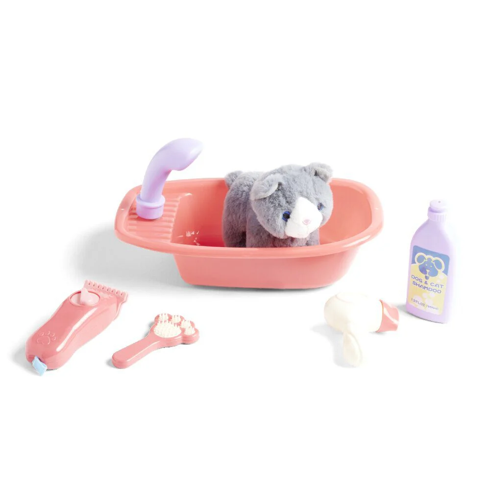 Peluche animal avec baignoire et accessoires