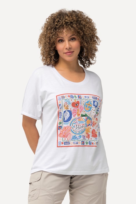 T-Shirt, Herz, Oversized, Rundhals, Halbarm