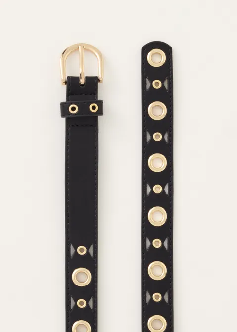 Riem met eyelet details zwart (ZWART)