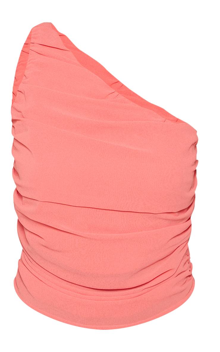 Abricot Haut Asymétrique Drapé Aperol Shape À Une Épaule Ensemble Coordonné