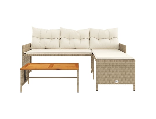 VIDAXL - Canapé de jardin avec table et coussins en forme de l beige