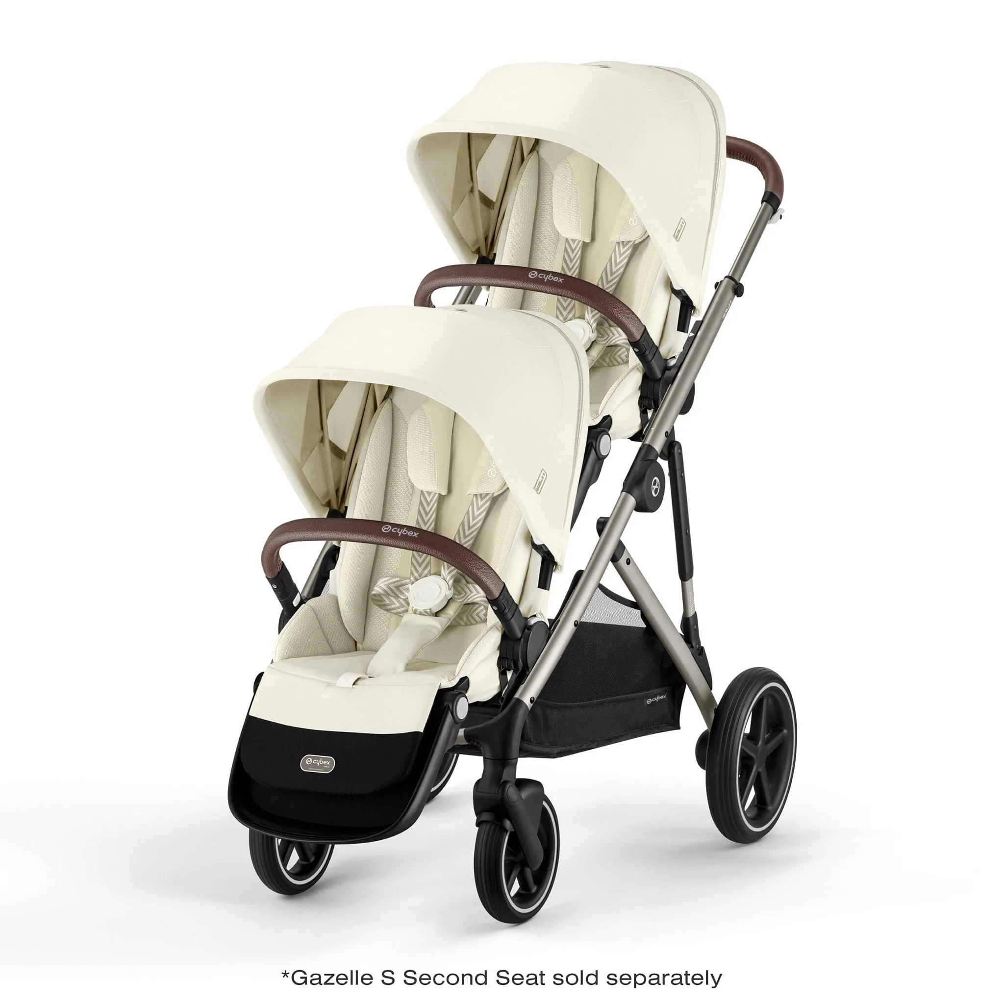 Cybex Poussette Gazelle S 2 – Châssis couleur taupe avec siège Beige Coquillage