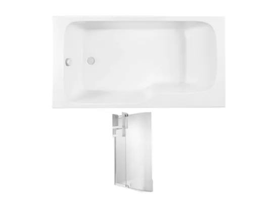 Pack baignoire bain douche 160 x 85 JACOB DELAFON Malice version gauche blanc mat + pare bain + étagère