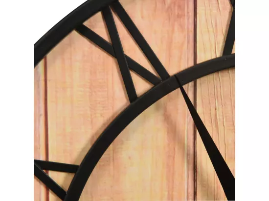 Horloge murale 39 cm Marron et noir MDF et fer