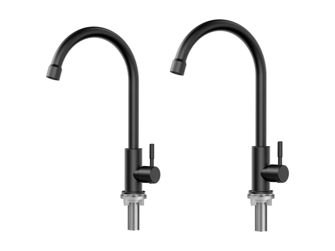 2PCS CECIPA MAX Robinet de Cuisine Noir - Robinet d'évier de cuisine à eau froide - Acier inoxydable 304