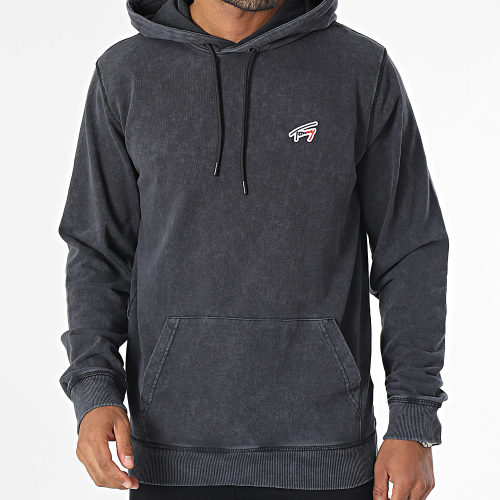 Sweat Capuche Regular Washed Signature 7912 Gris Anthracite