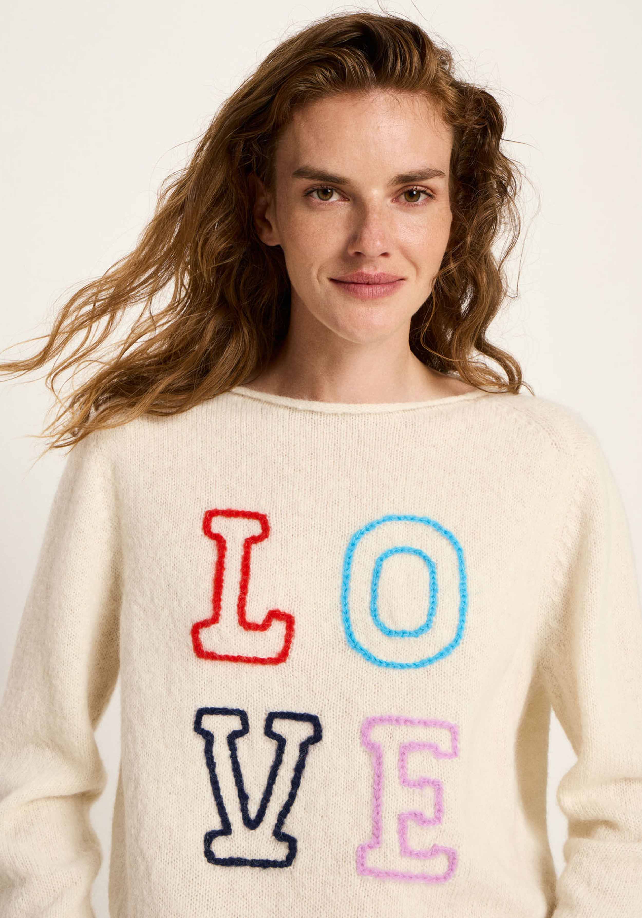Lanius Pullover mit Stickerei Off White