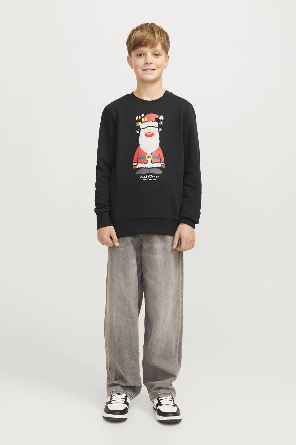 JACK & JONES kerstsweater JJXMAS JOLLY met printopdruk zwart