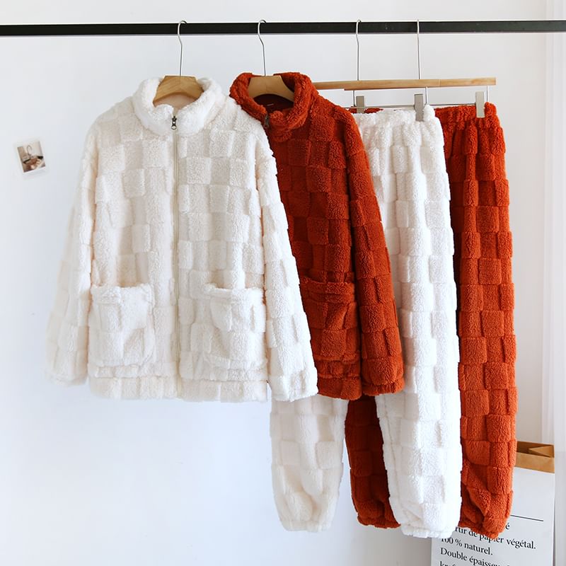 MelMount - Bijpassende koraalfleece loungewearset voor koppels