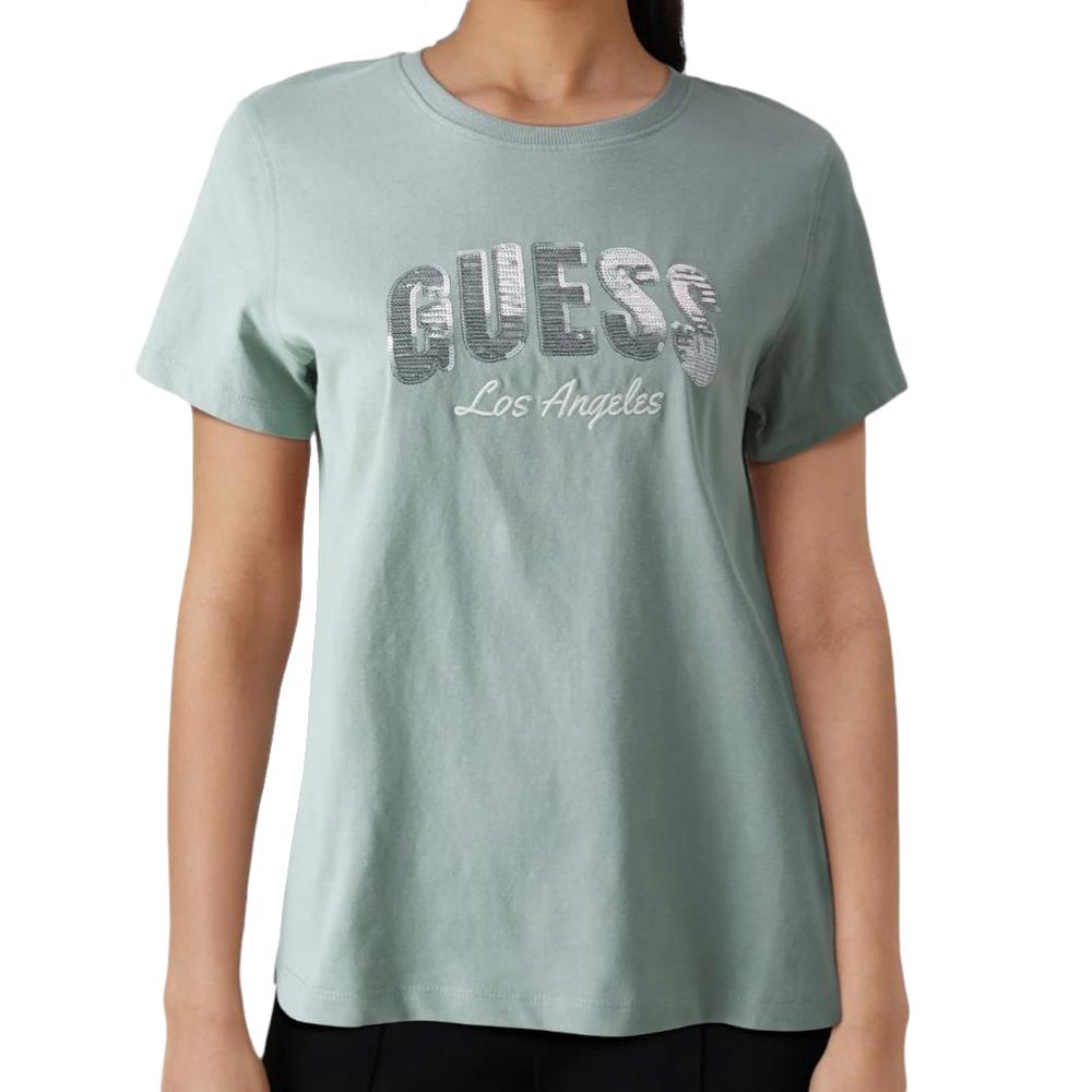 Guess T-shirt Vert Femme Guess W4GI31I3Z14