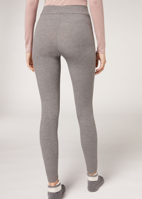 Leggings caneladas com cashmere