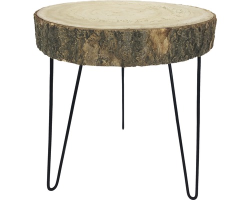 Decoratief object boomschijf hout-metaal Ø 40 H 44 cm bruin