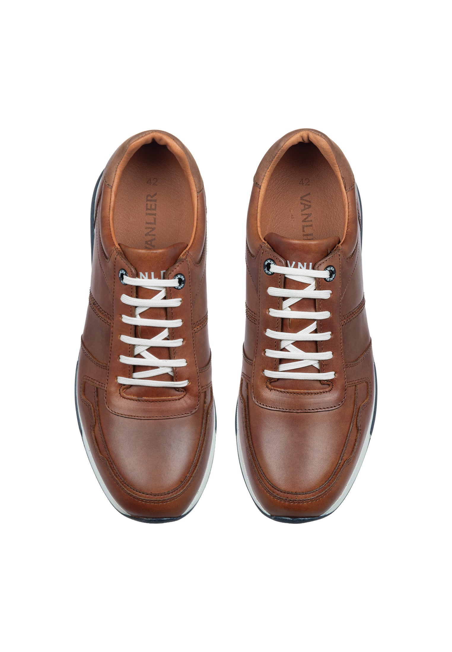 Cognac gladleren Positano sneaker