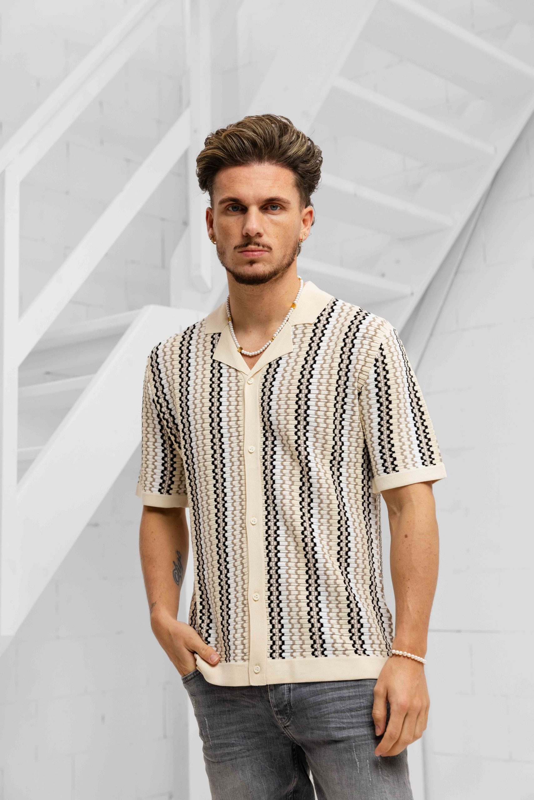 Pure Path Knitted T-Shirt Heren Beige