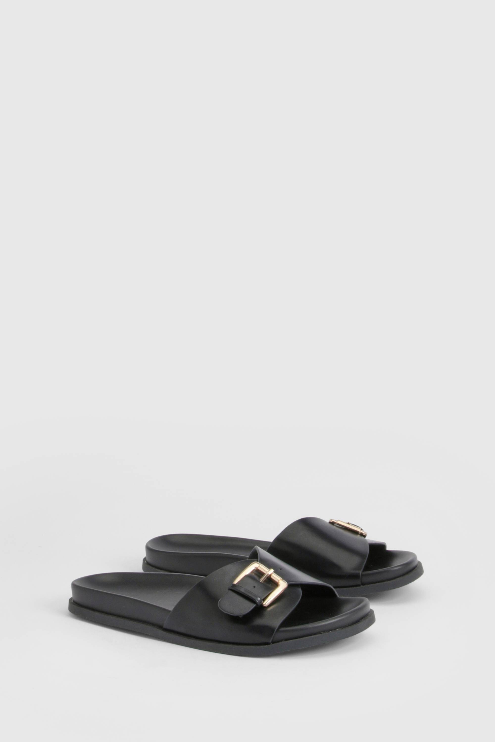 boohoo Sandales Mules À Bride Avec Boucle Et Coupe Large