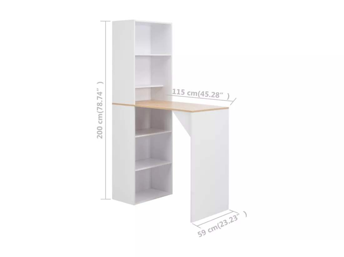 Table de bar avec armoire Blanc 115 x 59 x 200 cm