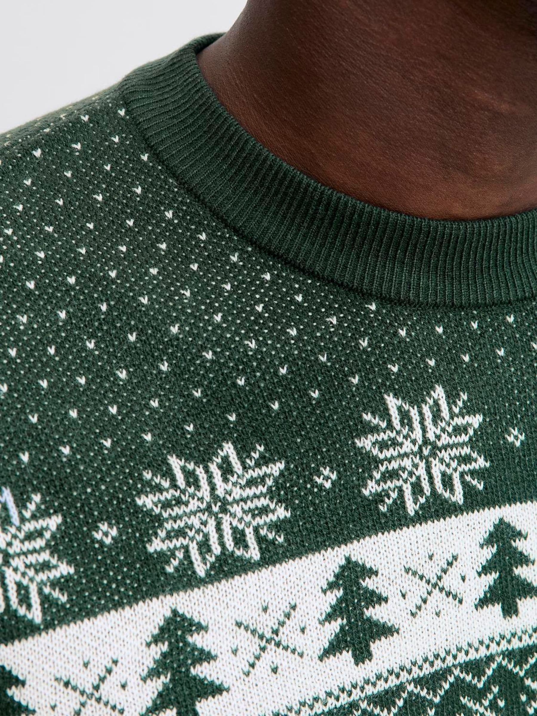 Groen - JACK & JONES trui met kerst-Fairisle-patroon