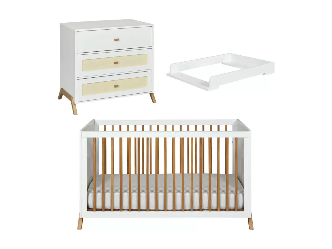 Chambre complète bébé 70x140 cm panneaux de fibres blanc AZU