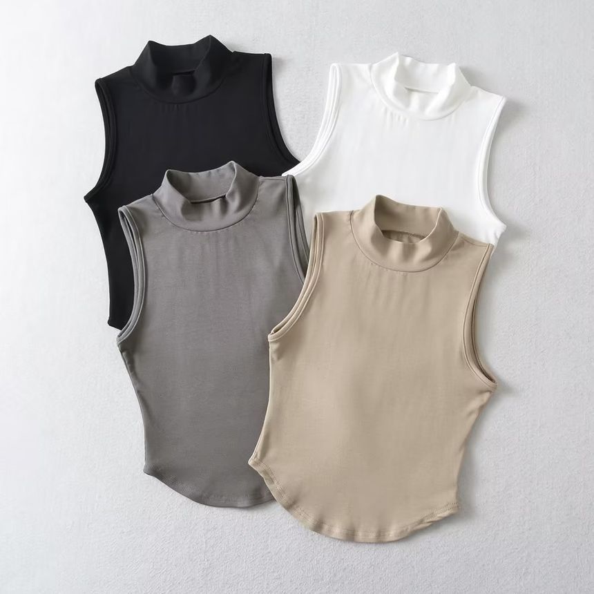 Flotto - Tanktop met lage hals en effen crop top