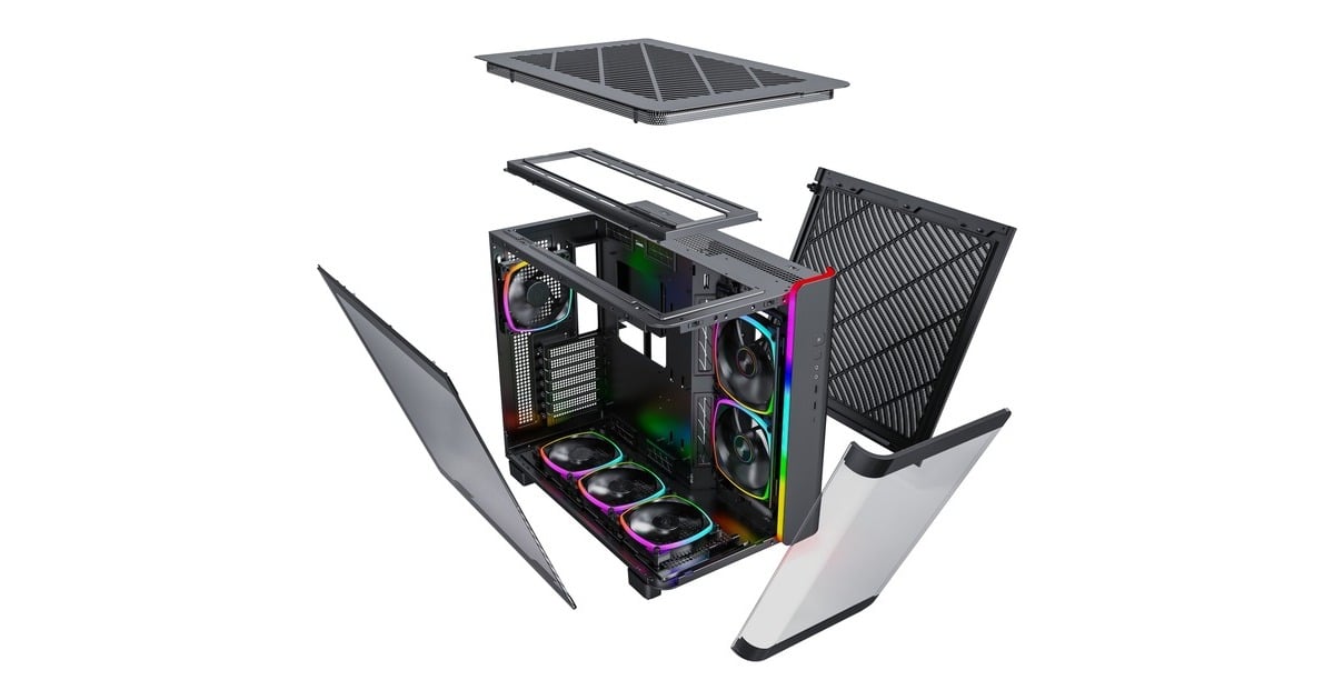 MontechKING 95 PRO midi tower behuizing  (Zwart | 2x USB-A | 1x USB-C | RGB | Tempered Glass)