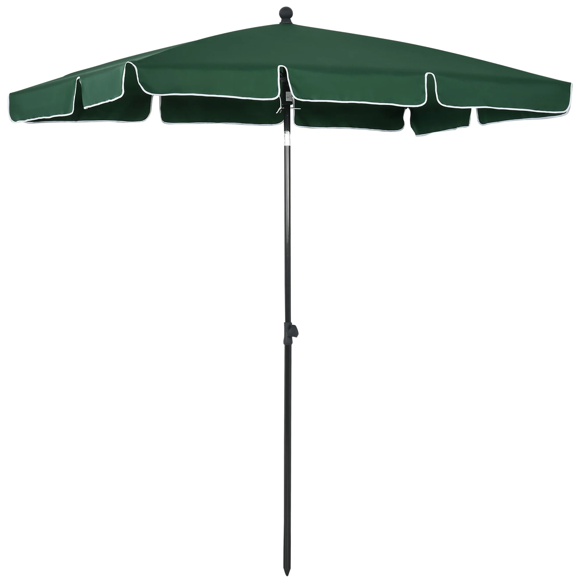 Guarda-sol de jardim retangular Outsunny em alumínio, 198x130x245 cm, com função de inclinação, ideal para terraços, pátios e áreas externas na cor verde.
