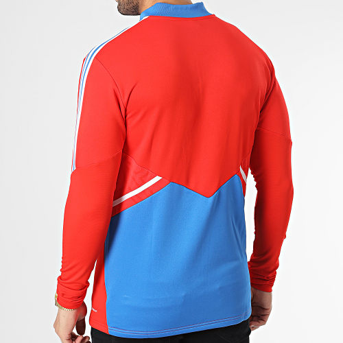 Sweat Col Zippé A Bandes FC Bayern Munich HU1280 Rouge Bleu