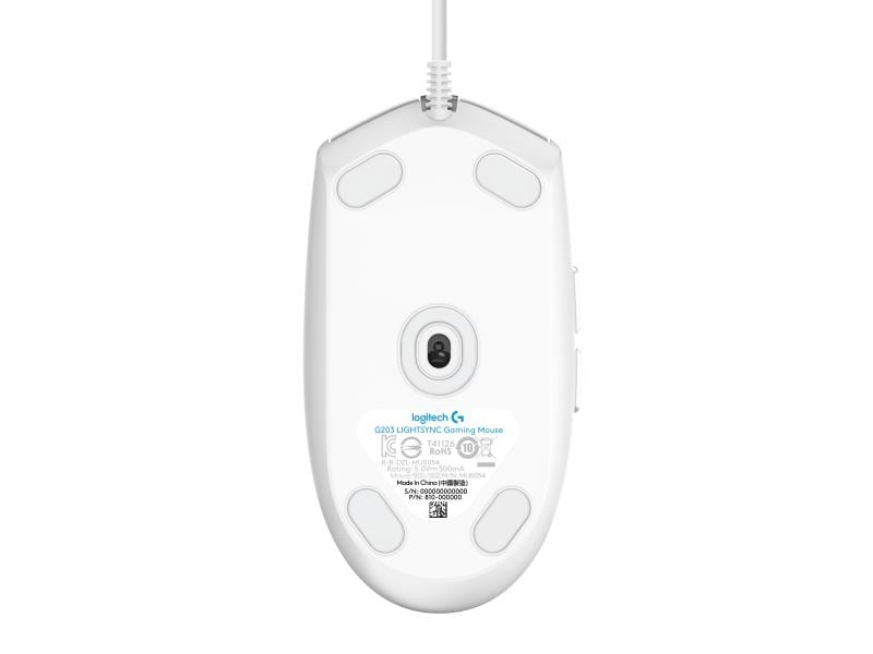 Logitech Gaming-Maus G203 Lightsync Weiss Reaktionsschnelle und leichte USB-Gamingmaus