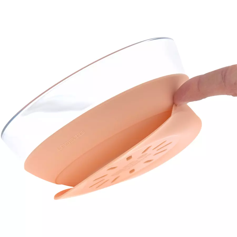 LÄSSIG Esslernset aus Glas und Silikon apricot