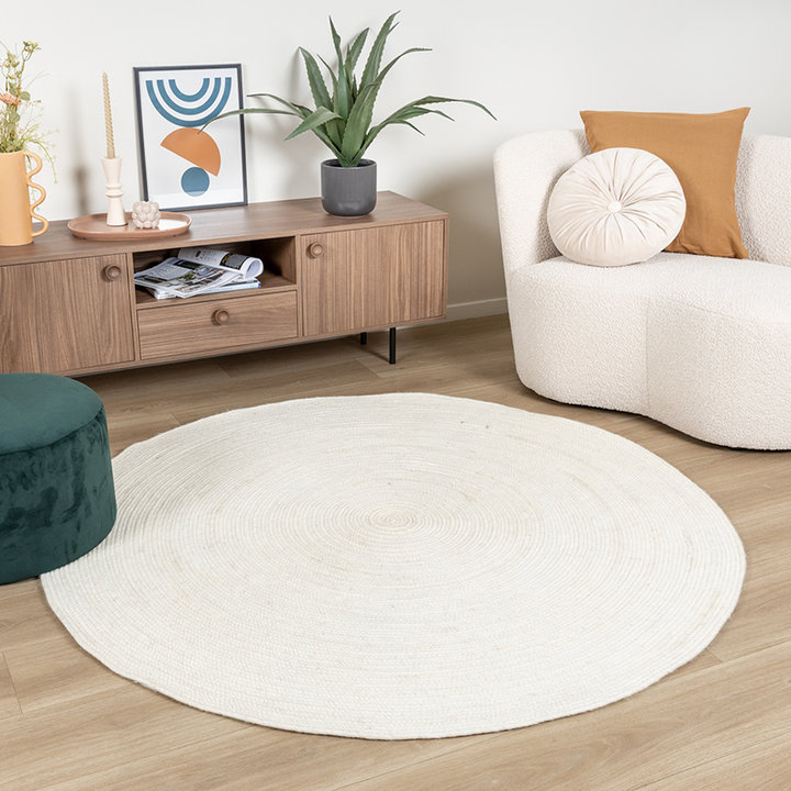 Rond wollen vloerkleed - Wise Wit | Zacht en warm