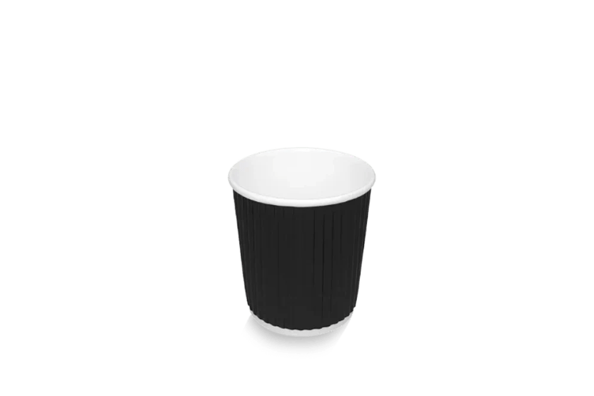Kartonnen koffiebeker 120cc 4oz Ø63mm Ripple Zwart