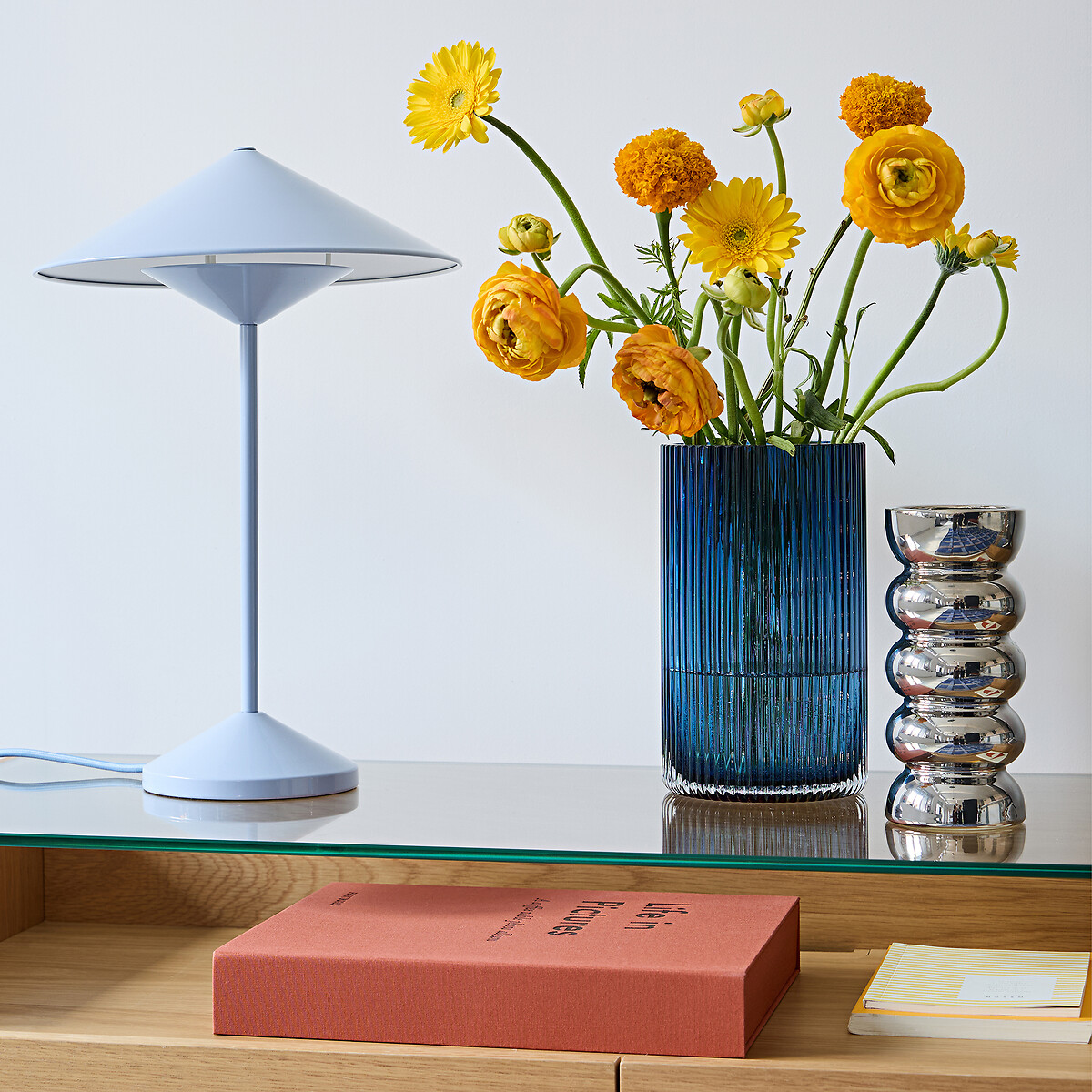 LA REDOUTE INTERIEURS<br>Vaso em vidro canelado, 22,5 cm de altura, Marevia