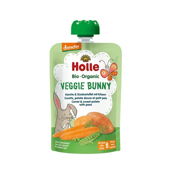 Holle Cenoura Orgânica, Batata Doce e Ervilha em Sachê +6m 100g