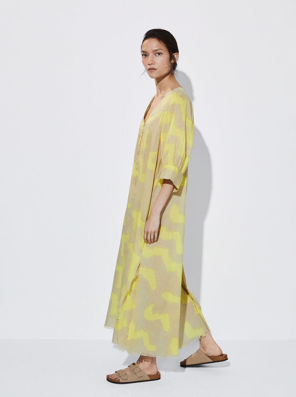 Vestido longo estampado - Multicolorido