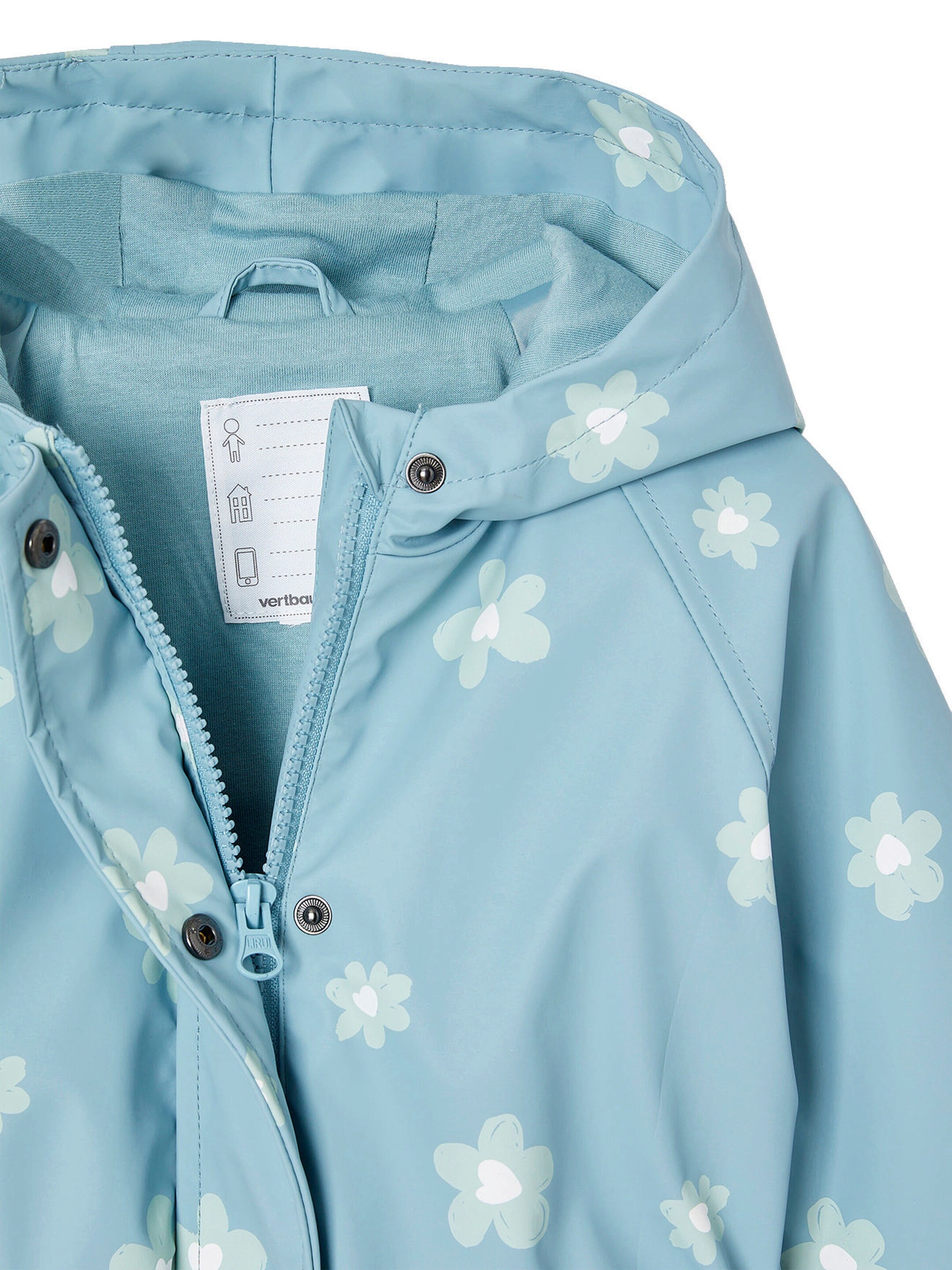 Vertbaudet Mädchen Regenjacke mit Zauber-Trick himmelblau