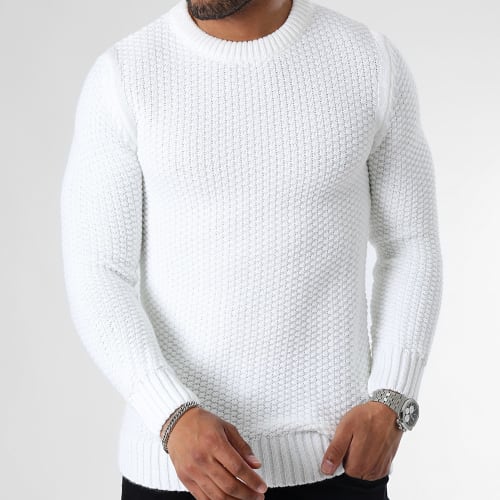 Pull Col Rond Grosses Mailles 0354 Blanc