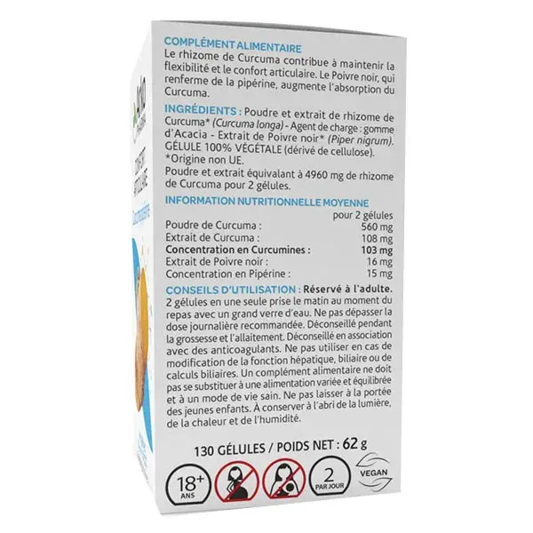 Arkopharma Arkogélules Cúrcuma Piperina 130 cápsulas