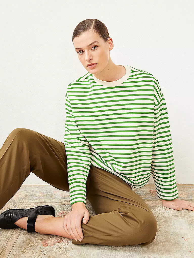 ARMEDANGELS Sweater Oversized Fit FRANKAA  STRIPES grün