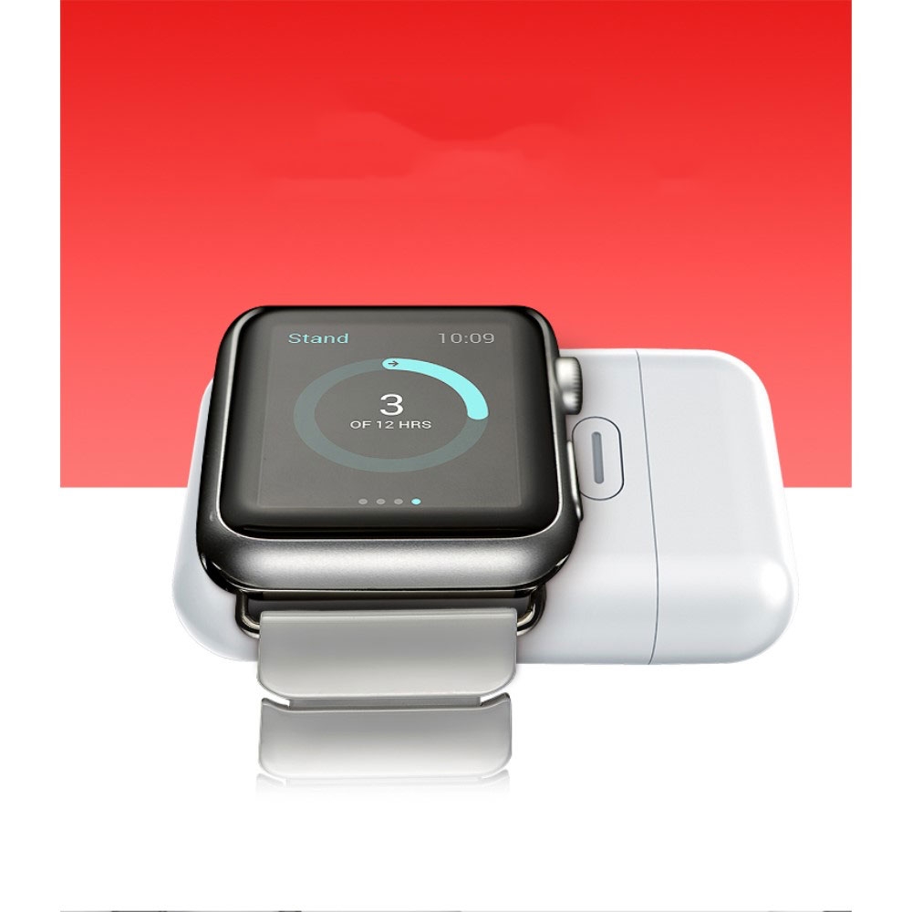 Magnetische Apple Watch Powerbank Qi-Wireless Charger USB Ladegerät (1000mAh) - Weiss