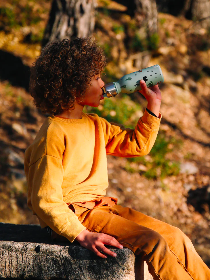 (350ml) Yosemite Edelstahl Kinder Trinkflasche Thermo Bottle Isolierte Wasserflasche Thermosflasche mit Klappdeckel (QK9022) - Lindengrün