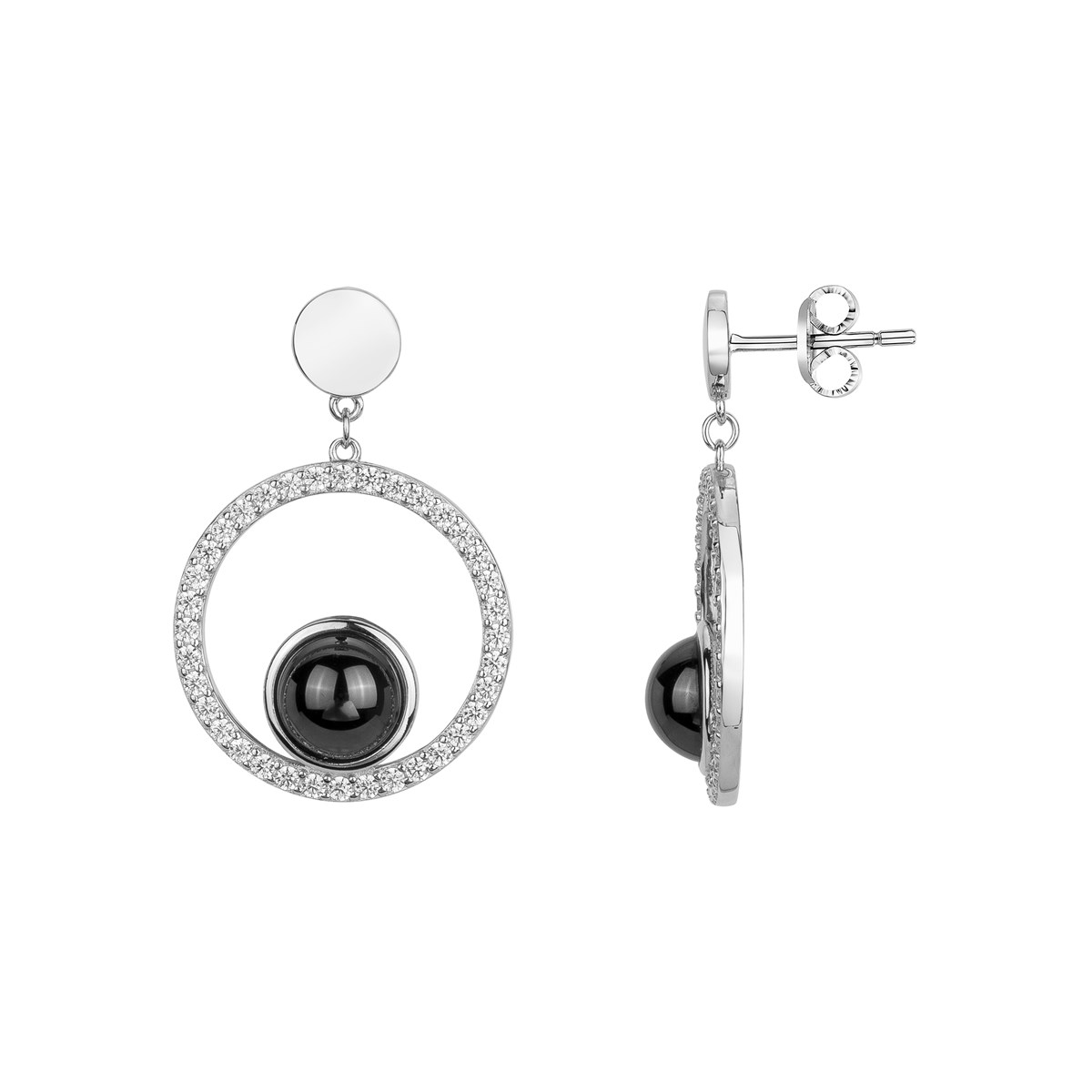 Boucles d'oreilles pendantes en Argent avec oxyde de zirconium blanc