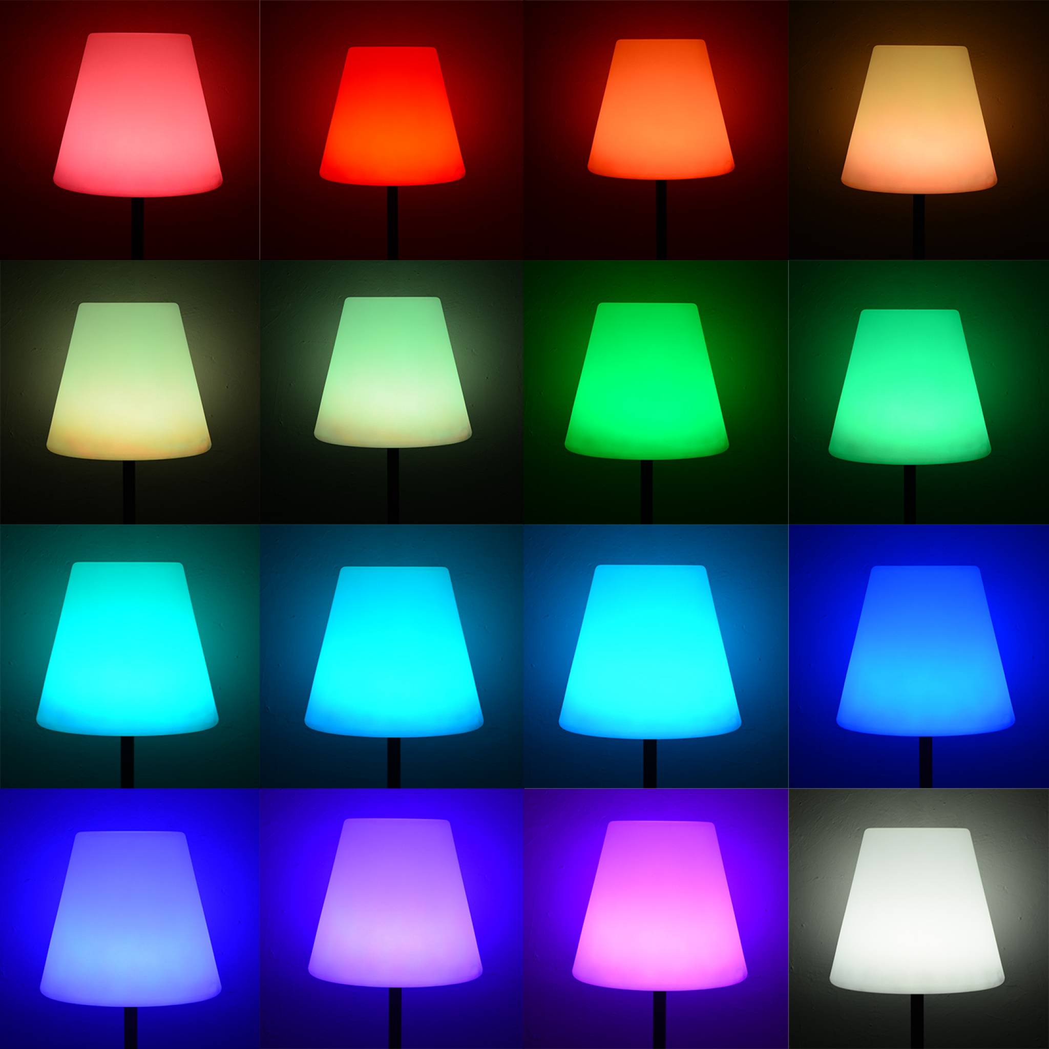 Lampadaire extérieur 150 cm lampada xl led hybride . Lampe multicolore sur pied. Luminaire design à batterie. Solaire. Télécommandé