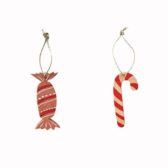 Suspension en bois DIY thème Noël gourmand 1 H.6,5 cm - x12