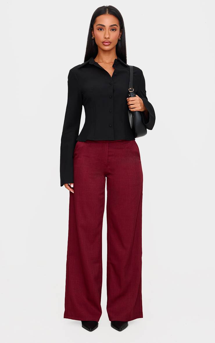 Noir Chemise Ajustée À Boutons Petite