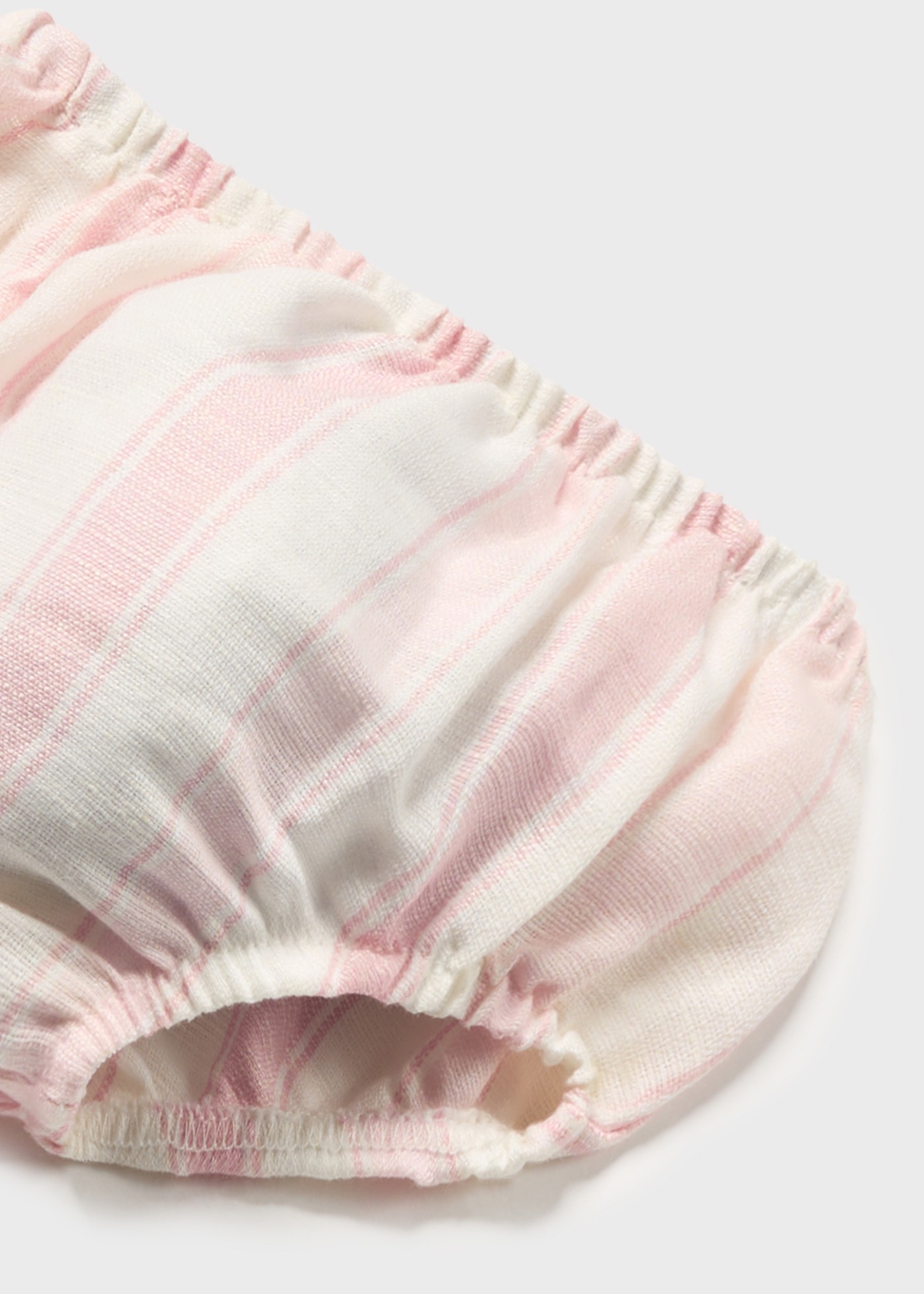 Vestido listrado de linho europeu para recém-nascido Tulita com capa para fralda