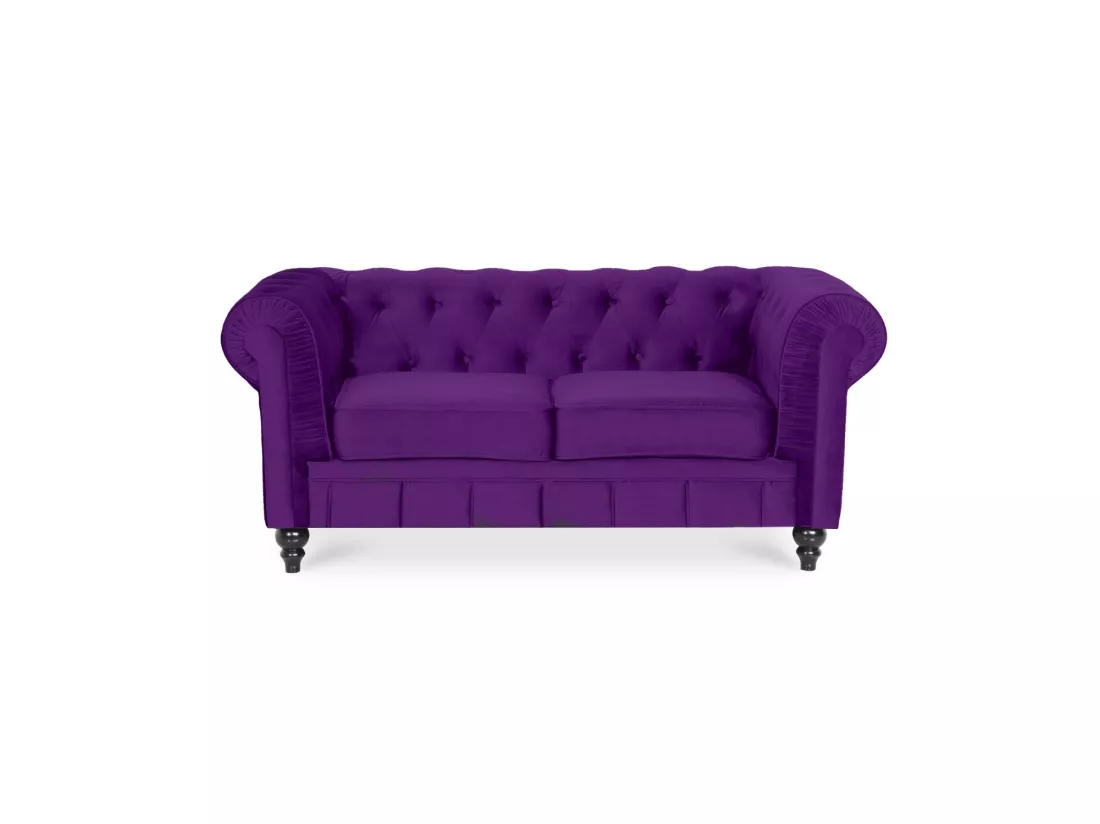 Canapé Chesterfield Velours 2 Places Altesse Violet
