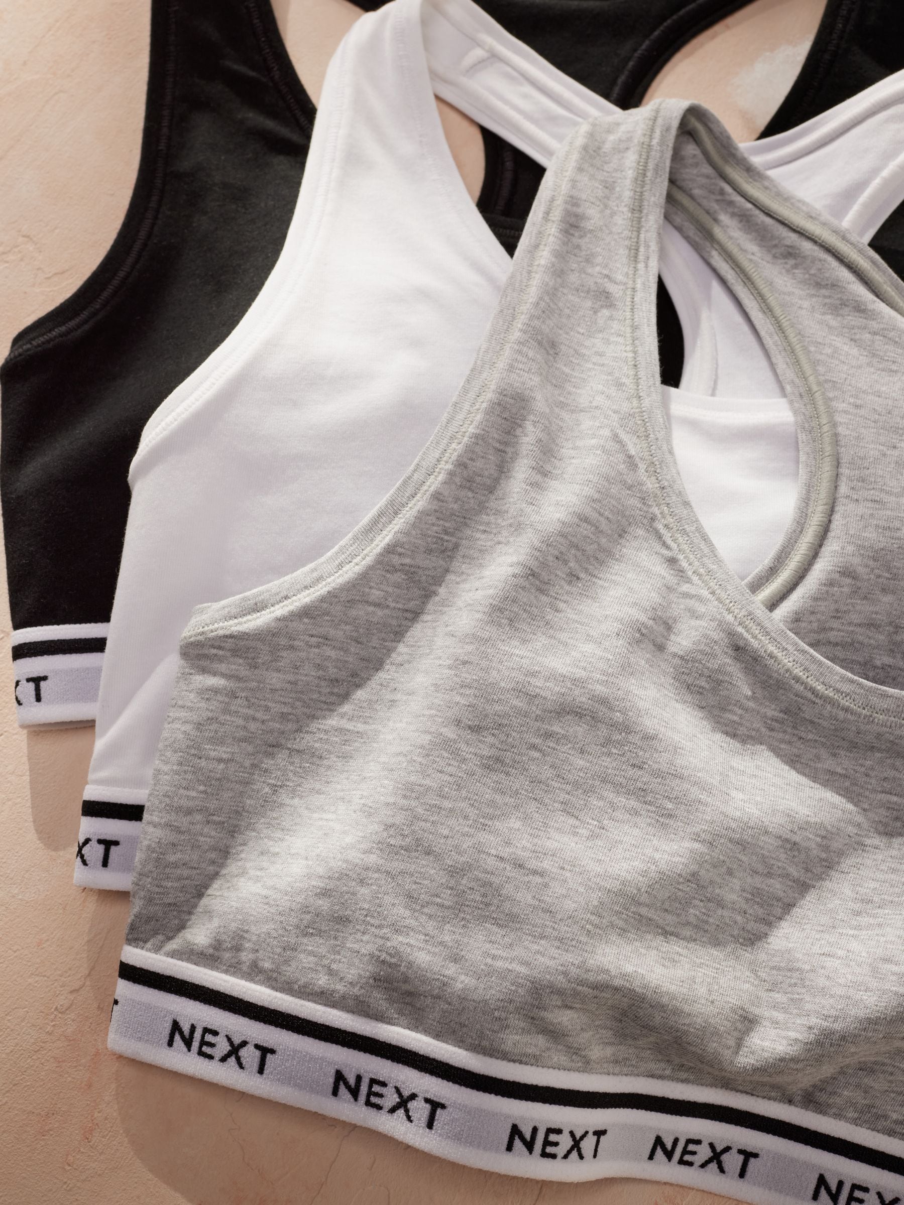 Zwart/grijs gemêleerd/wit - Gewatteerde cropped tops met ultiem comfort