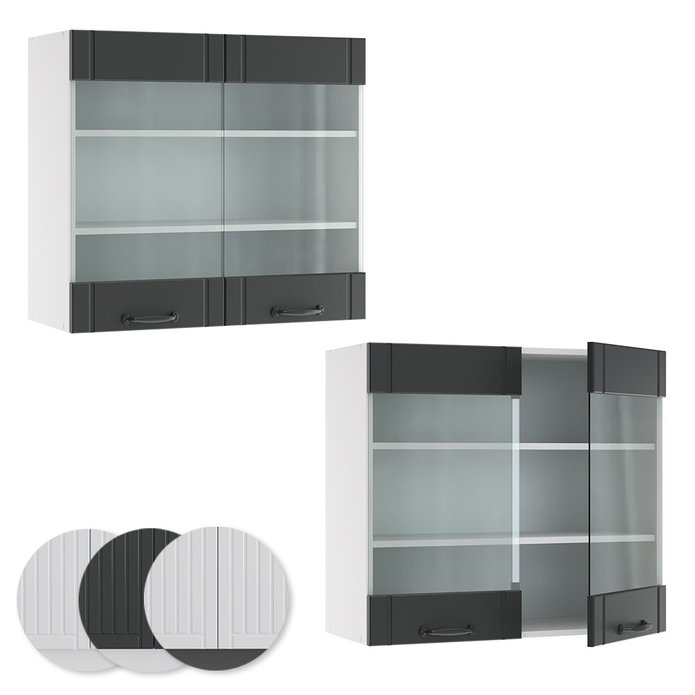 Vicco Hängeglasschrank 80 cm FAME Line Küchenschrank Küchenzeile Landhaus Anthrazit
