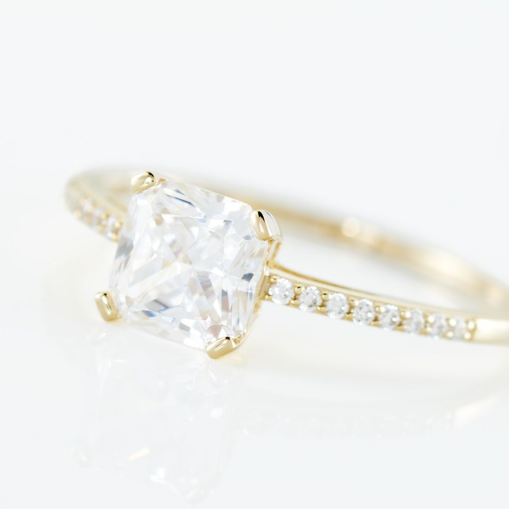 Bague Solitaire Or Jaune Beline Oxyde De Zirconium